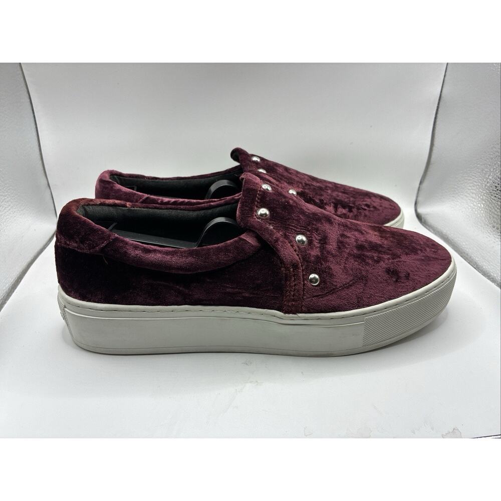 Rebecca Minkoff Womens 10 Stud Burgundy Velvet Slip On Loafers Office Lux